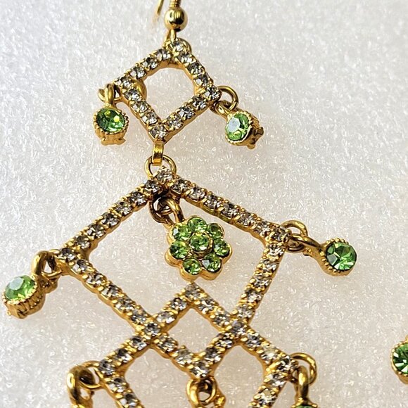 Gold Tone Long Dangle Earrings - Picture 5 of 12